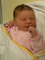 Baby Emma at just forty minutes old